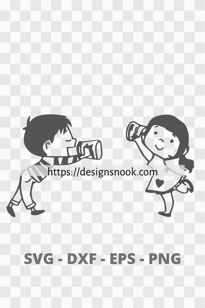 boy and girl silhouette clip art