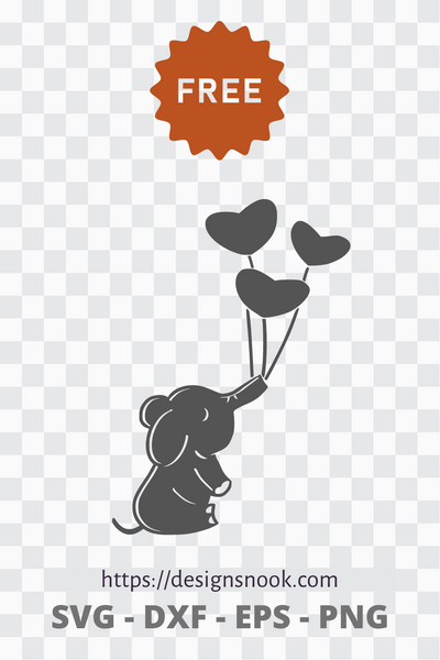 Baby Elephant Heart Balloons - SVG