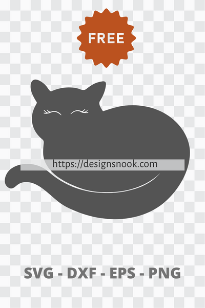 Cute chubby kitten SVG, Fat Cat Cut File, Black Cat Eyelashes SVG cut file, black cat vector, Sleeping Cat Vector Cut File Digital Download D54
