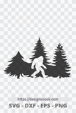 Big Foot and Pine Trees - SVG