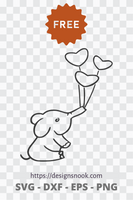 Baby Elephant Heart Balloons - SVG