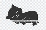 Cute chubby kitten SVG, Fat Cat Cut File, Black Cat Eyelashes SVG cut file, black cat vector, Sleeping Cat Vector Cut File Digital Download D59