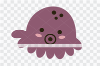 Baby Octopus Digital File Clipart Instant Download SVG DFX PNG Girlish Squid Illustration Nautical Under The Sea D64