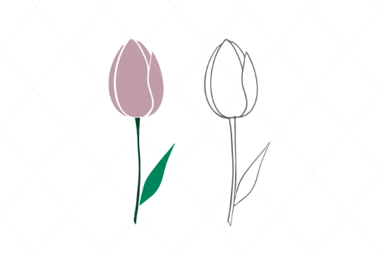 Tulip SVG, hand drawn flowers, flowers svg, flower cut file, wall print sticker clip art stencil template transfer svg vector file 1195