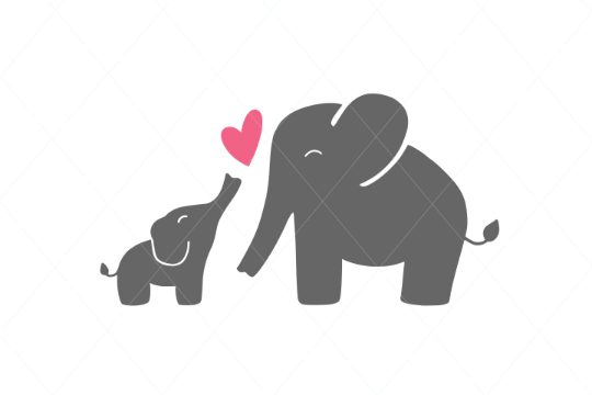 Mom and Baby Elephant Love SVG PNG Digital File Clipart Traceable Instant Download Stencil Silhouette Full Body Elephant Stencil Template D34