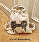 PDF Sewing Pattern - Small Drawstring Backpack with Transferred Image