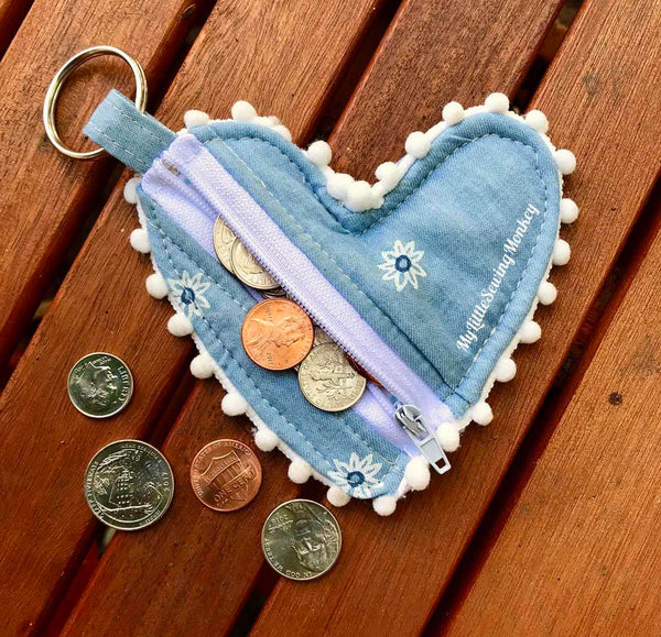 PDF Sewing Pattern - Venice Heart Shaped Coin Purse, Sewing DIY, Sewing Tutorial, Sewing how-to